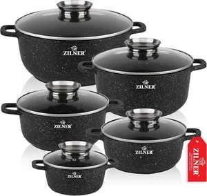 Kochtopf 5 Set Induktion - Topfset mit Glasdeckel - Töpfe für alle herdarten - - Bild 1 von 8