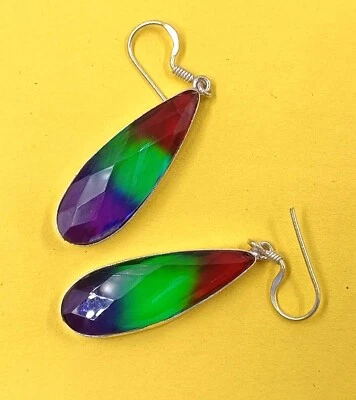 Bi-Color Ametrine Silver Earring 68.90 Ct Pear Shape Lab-Created Gemstone NNY - Image 1 of 4