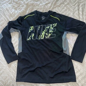 Nike Training Shirt Youth Boy's Size XL Dri-Fit Athletic Black Neon Camo Active - Picture 1 of 6