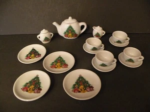 VINTAGE KINDER 18-TEILIGES MINIATUR WEIHNACHTEN TEESERVICE TEDDYBÄR  - Bild 1 von 10