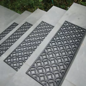Rubber-Cal 6-Piece Azteca Indoor Outdoor Stair Treads Rubber Step Mats - Picture 1 of 6