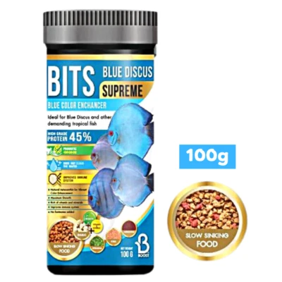 Bits Blue Discus Food Tropical Fish Enhancer Color Slow Sinking Fresh Water 100g - Image 1 of 4