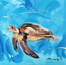 JOSE TRUJILLO Oil Painting IMPRESSIONISM Collectible ORIGINAL Sea Turtle Water 