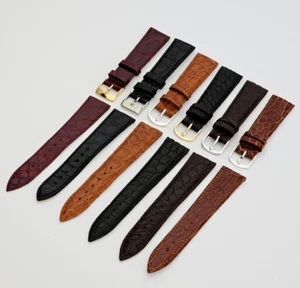 Leather Strap Crocodile Width Watch 20mm Buckle 16mm Choice Colour - Picture 1 of 16