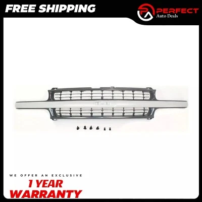 New Front Grille  Gray w/ Chrome Center Bar For 99-2002 Chevrolet Silverado 1500 - Image 1 of 4
