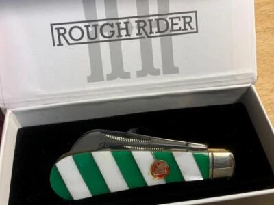 Rough Ryder Green and white Merry Christmas Half Hawk 4" Pocket Knife RR2520 - Image 1 of 4