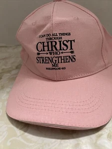 Pink I Can Do All Things Through Christ New Faith WOMEN'S Baseball Adjustable - Picture 1 of 6