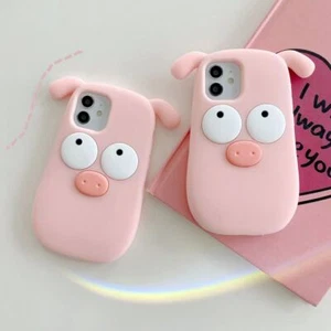 3D Cartoon Funny Pig Silicone Phone Case for iPhone 14 13 12 11 15Pro Max XR 678 - Picture 1 of 8