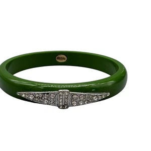 Lulu Frost for J. Crew Green Pave Rhinestone Bangle Bracelet Retro Timeless - Picture 1 of 7