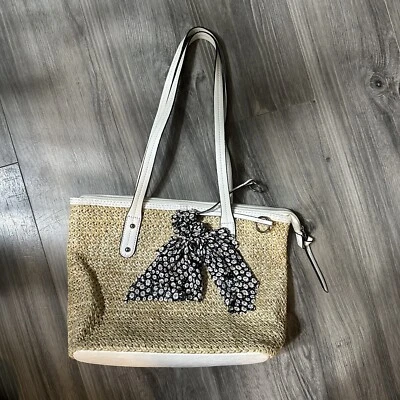 Средний пляж богемный богемное сплетенный соломенная сумка с короткими ручками сумочки - Изображение 1 из 4