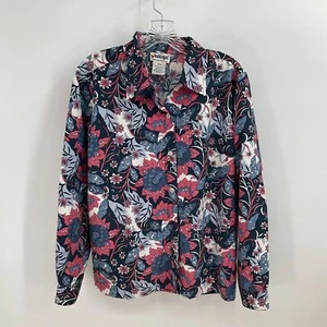 VTG Floral Print Blouse Womens Size 10 Colorful Long Sleeved - Picture 1 of 9