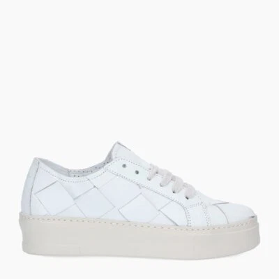 Scarpe Frau donna sneaker in pelle intrecciata 36L9 bianco
