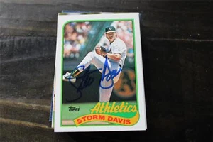 STORM DAVIS OAKLAND A'S  AUTOGRAPHED CARD - Picture 1 of 1