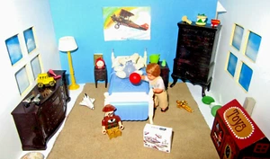 Dollhouse Miniature Vintage Furniture Renwal Boy's Bedroom Set 1:16 - Picture 1 of 11