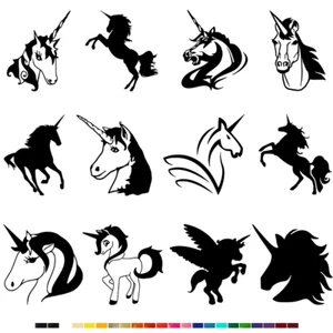 Unicorn Vinyl Decal Sticker Car Window Laptop iPhone Horses with Spiraled Horn - Picture 1 of 18