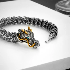 Men women Dragon Viking Bracelet Men's Lucky Gift Bangle Jewelry AU - Picture 1 of 12
