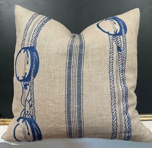 Ralph Lauren Shipyard Embroidery Atlantic Linen Embroidered Custom Pillow Cover - Picture 1 of 9