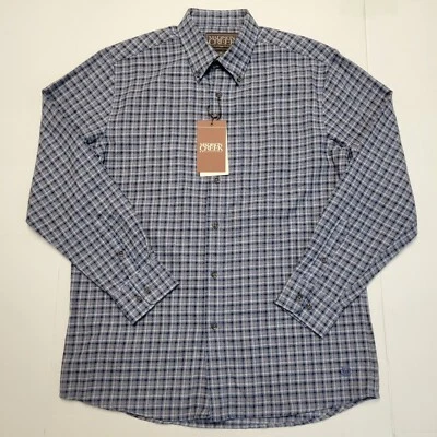 $135 New Madison Creek Branch Performance Shirt Men MEDIUM M Plaid Check Blue - Image 1 of 4