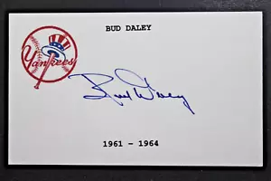 Bud Daley (d.2024) 1961-64 New York Yankees Signed Autographed 3x5 Index Card - Picture 1 of 3