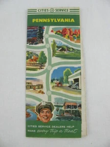 Vintage Pennsylvania Road Map Città Service Dealers Colore Olio/Gas Company - Foto 1 di 2