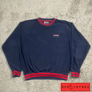 Viintage Chaps Ralph Lauren Sweater Men's XL Blue Fleece Crew Sweatshirt 90s - Picture 1 of 12