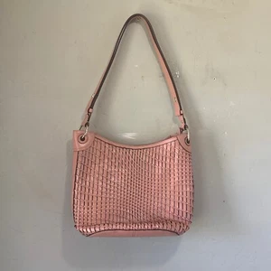 Women's Cole Haan Genevieve Open Weave Bucket Hobo Purse Bag Pink Authentic - Picture 1 of 8