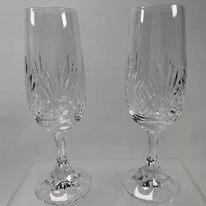 Markenlos geschliffenes Glas Champagner 2x Glasflöten - Bild 1 von 4