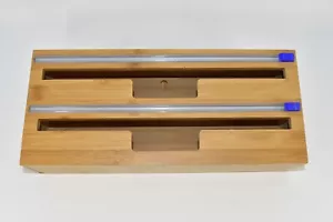 BAMBOO WOOD PLASTIC WRAP DISPENSER WITH CUTTER, DISPENSER FOR KITCH DRAWER - Picture 1 of 5