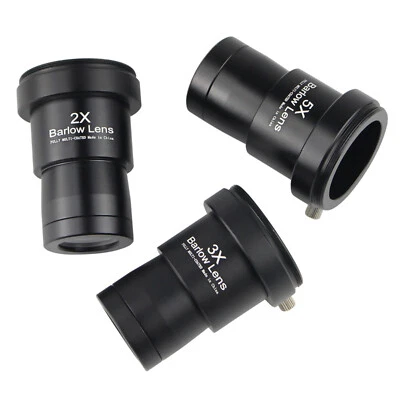 3Pcs 1.25 inch Astronomical Telescope Barlow Lens 2X 3X 5X Eyepiece Lens Replace - Image 1 of 4
