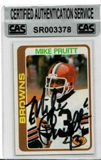 "Cleveland Browns" Mike Pruitt Signed TOPPS Card CAS Encapsulated