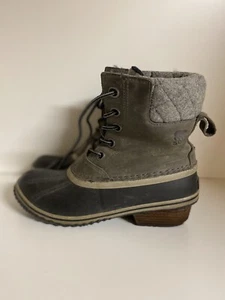 Sorel Women's Slimpack III Boot Quarry Waterproof Leather Snow Boots Size 7.5 - Picture 1 of 9