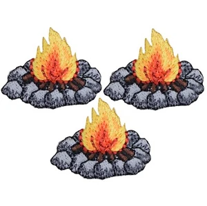 Mini Campfire Applique Patch - Camping, Fire Pit Badge 1.5" (3-Pack, Iron on) - Picture 1 of 1