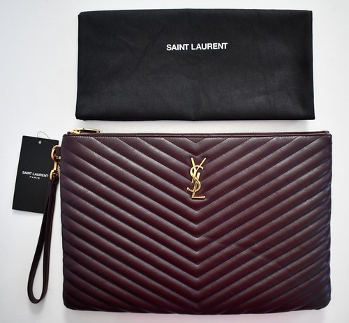 SAINT LAURENT (YSL) Borsa pochette SAINT LAURENT Paris MATELASSE oro YSL monogramma pelle trapuntata