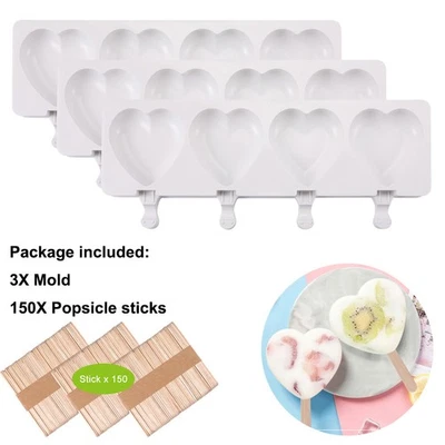 Paquete de 3 mermeladas de helado de silicona para hacer paletas con 150 palos de madera Foto 1 de 4