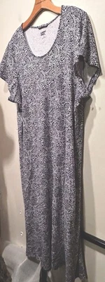 Lands End Maxi Dress Long Navy Blue White Paisley Print L 14 16 - Image 1 of 3
