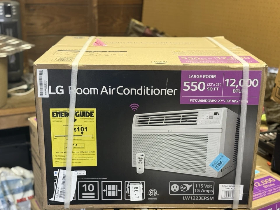 Aire acondicionado ventana 12.000 BTU 115V enfría 550 pies cuadrados con Wi-Fi, control remoto, deshumidifi Foto 1 de 1