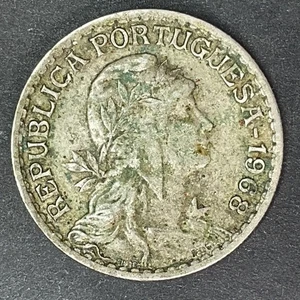 1968 PORTUGAL 1 ESCUDO Liberty World Foreign Coin LAST YEAR (1927-1968) Vintage - Picture 1 of 3