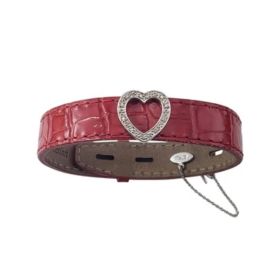 Effy Bita 14K White Gold and Diamond Heart Red Leather Bracelet #22292 - Image 1 of 4