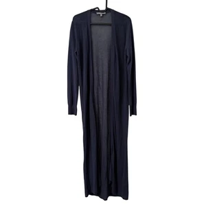 Neiman Marcus Cashmere Open Knit Navy Long Duster Cardigan Sweater Womens Small - Picture 1 of 5