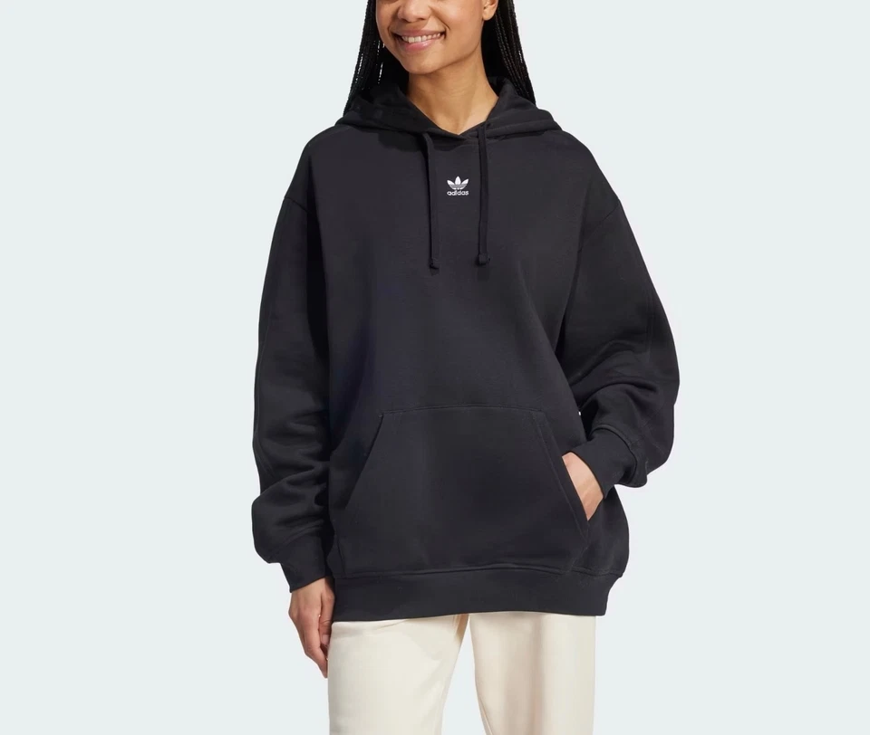 Adidas Originals IY7344 Women's Medium Essentials Oversized Fleece Hoodie Black