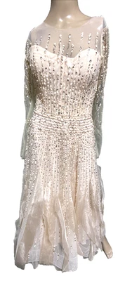 Monique Lhuillier Pink Silk Bead Sequin Embroidered Long Tulle Dress Gown 4 - Image 1 of 4