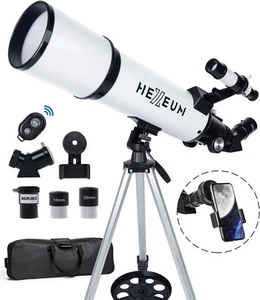 Telescope 80mm Aperture 600mm - Astronomical Portable Refracting 80600White - Picture 1 of 7