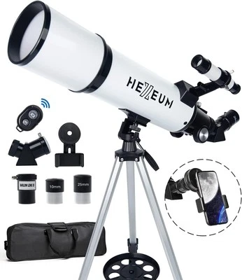 Telescope 80mm Aperture 600mm - Astronomical Portable Refracting 80600White  - Image 1 of 4