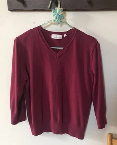 Vintage Design Assets Damen ein leichter 3/4 Arm Pullover Sweater weinrot rot  - Bild 1 von 7