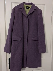 Gap Women Purple Wool Cashmere Blend Single Breast Long Jacket Coat Size Large - Picture 1 of 15