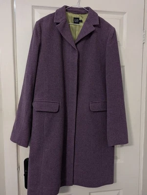 Gap Women Purple Wool Cashmere Blend Single Breast Long Jacket Coat Size Large - Image 1 of 4
