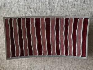 Metal And Glass Red And Pink Striped Curved Tray/Fruit Bowl - Picture 1 of 9