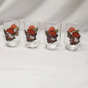 Merry Mushroom Sears and Roebuck Set of 4 3.5” Glasses 6 Oz Vintage 1970s - Picture 1 of 6