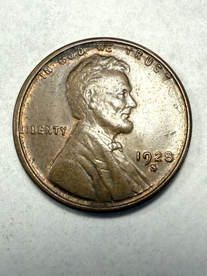 1928-S LINCOLN CENT-  AU+  (UPGRADE THAT SPOT IN YOUR SET) PRICED TO SELL * - Image 1 of 2