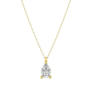 Lab Grown Diamond G VS 0.20Carat Pear Solitaire Pendant Necklace 14K Yellow Gold - Picture 1 of 4